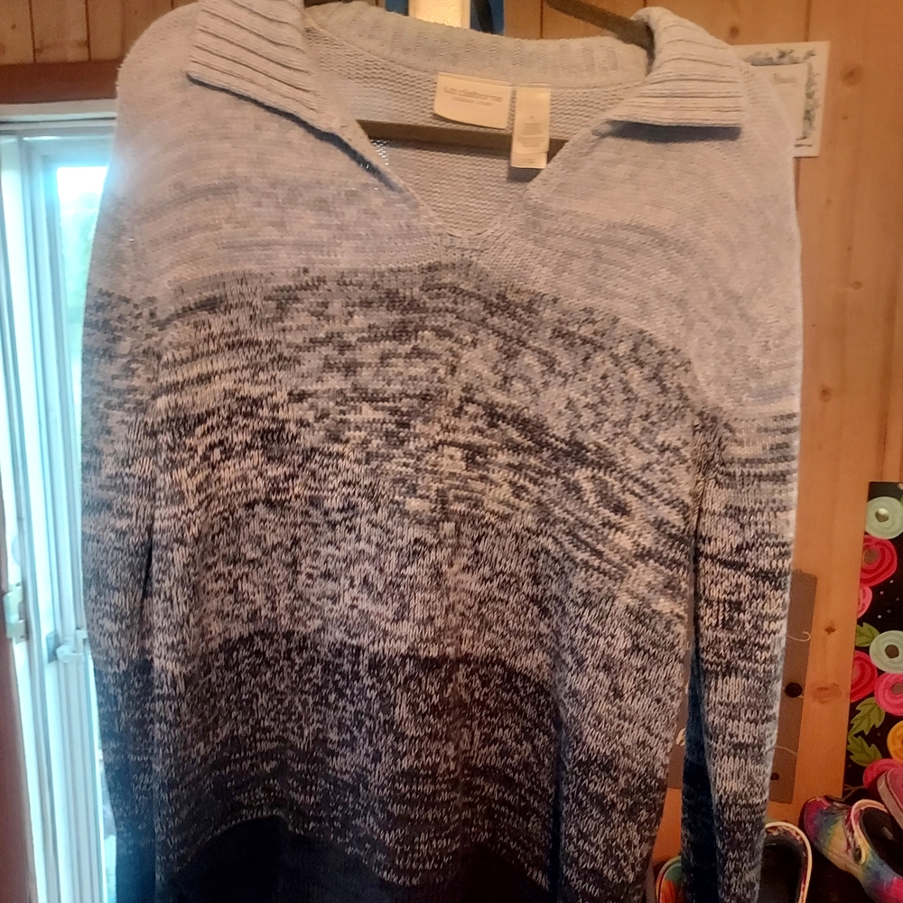 Liz Claiborne Light Blue and Gray Sweater